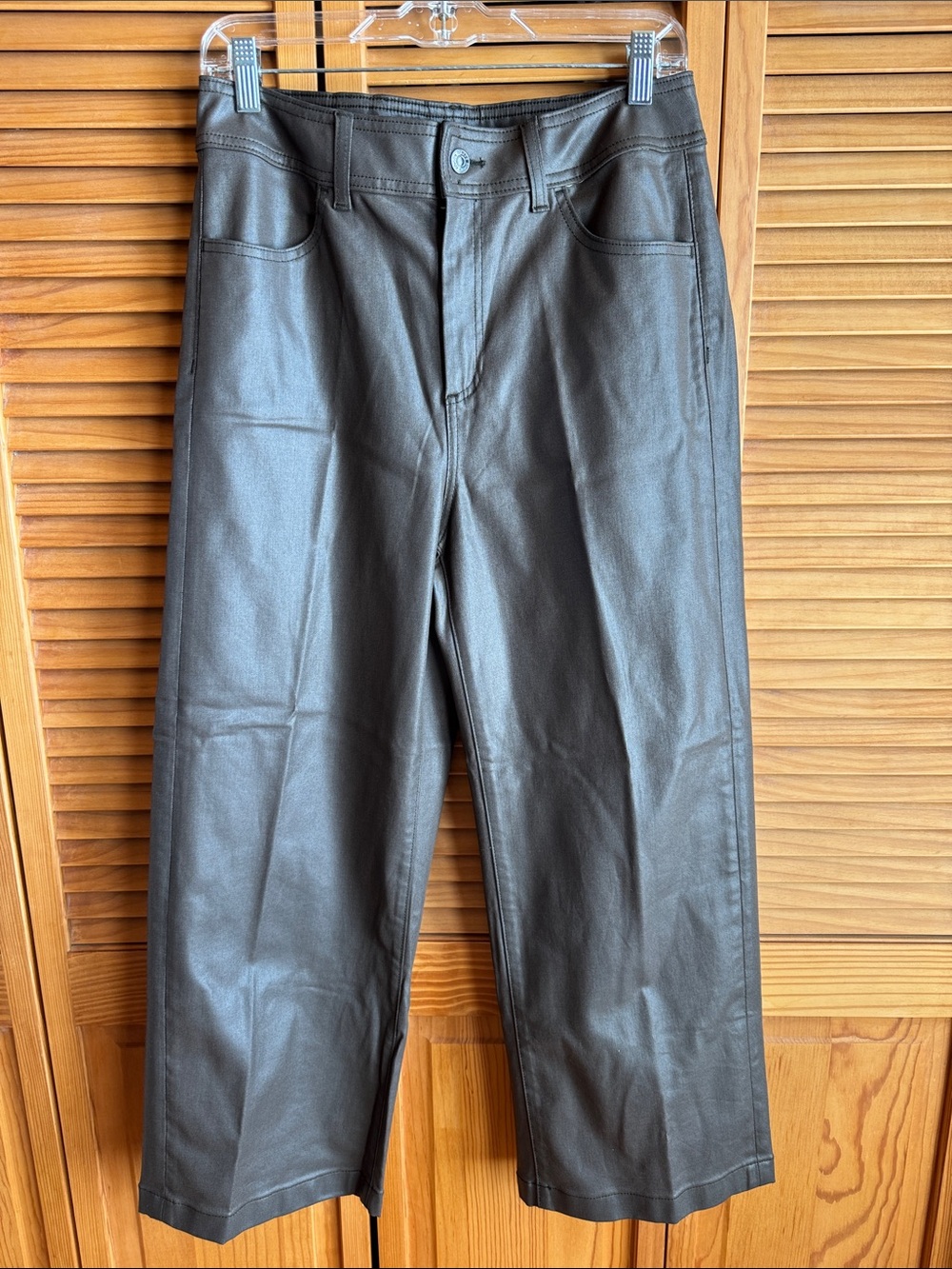CHICO’s Chocolate Brown Faux Leather Straight-Leg Jeans - size 1.5